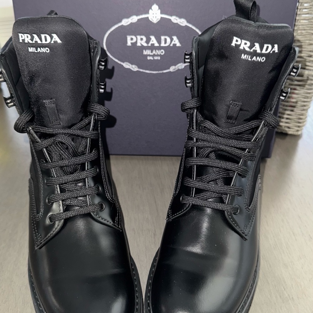 Prada Black Combat & Moto Boots